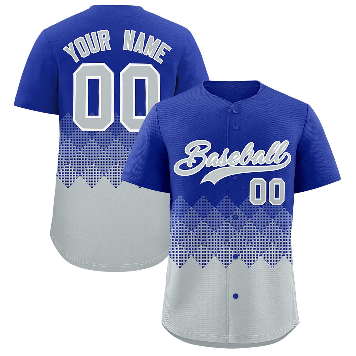 Custom Royal White Grid Blur Pattern Authentic Baseball Jersey| KXKSHOP