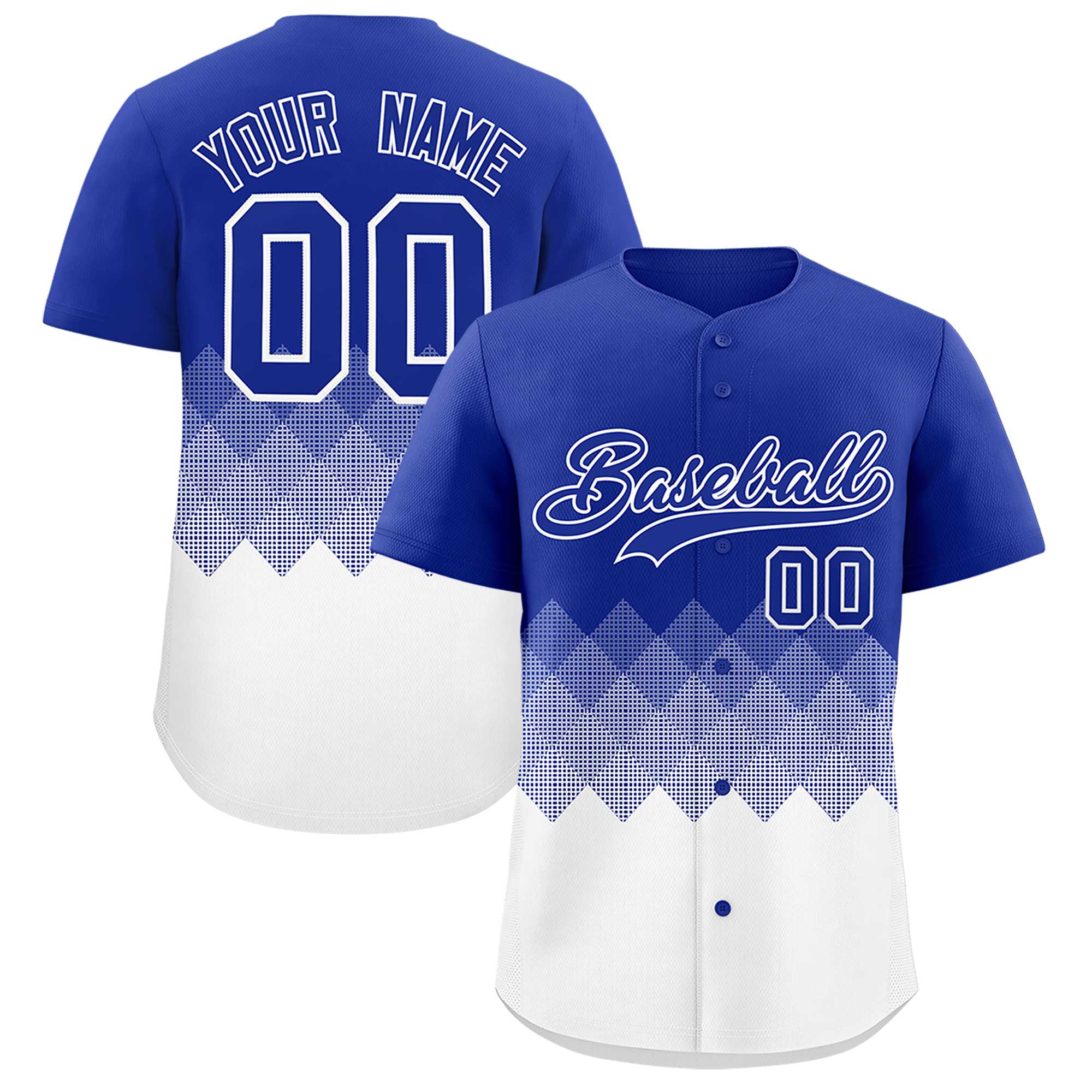 Custom Royal White Grid Blur Pattern Authentic Baseball Jersey| KXKSHOP