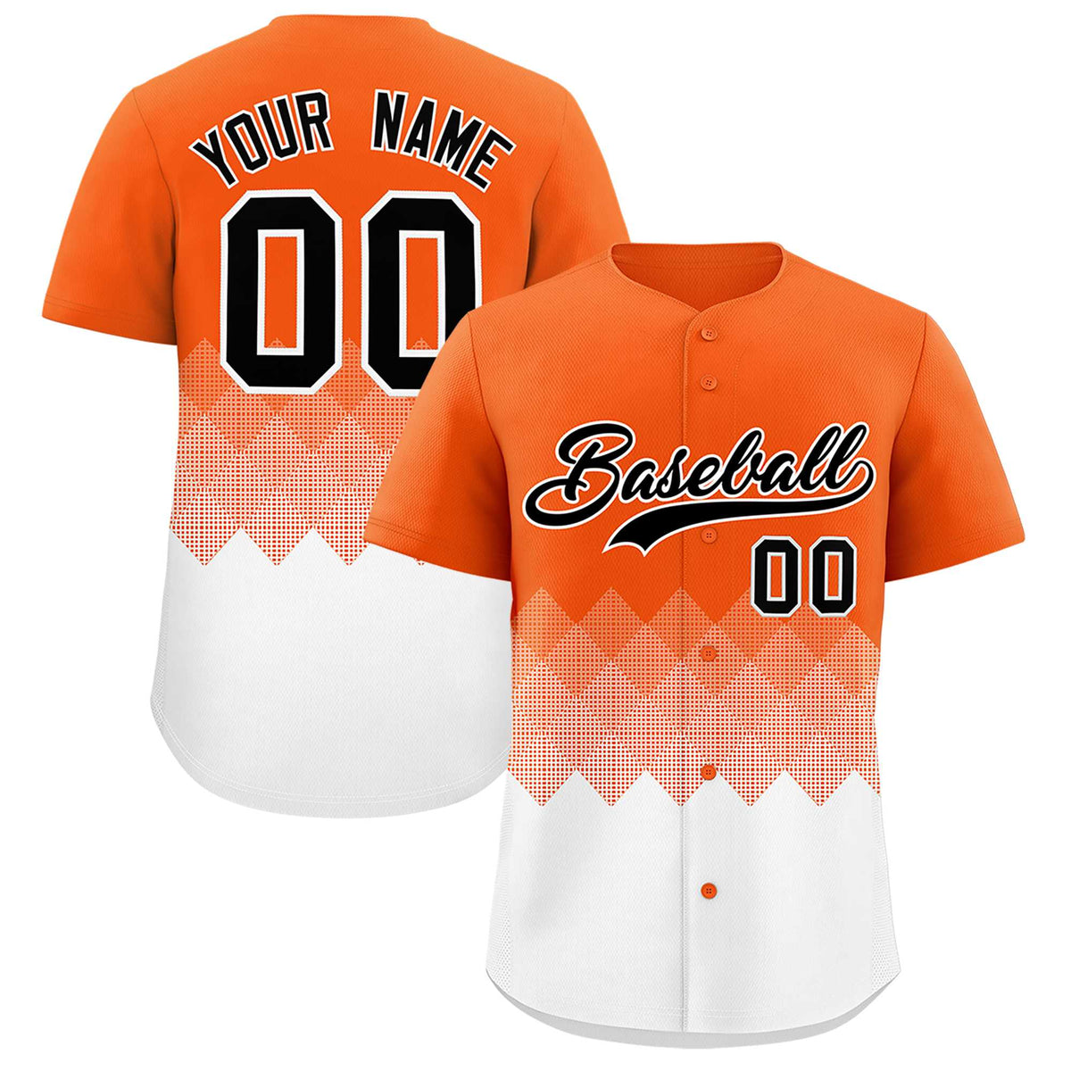 Custom Orange White Grid Blur Pattern Authentic Baseball Jersey| KXKSHOP