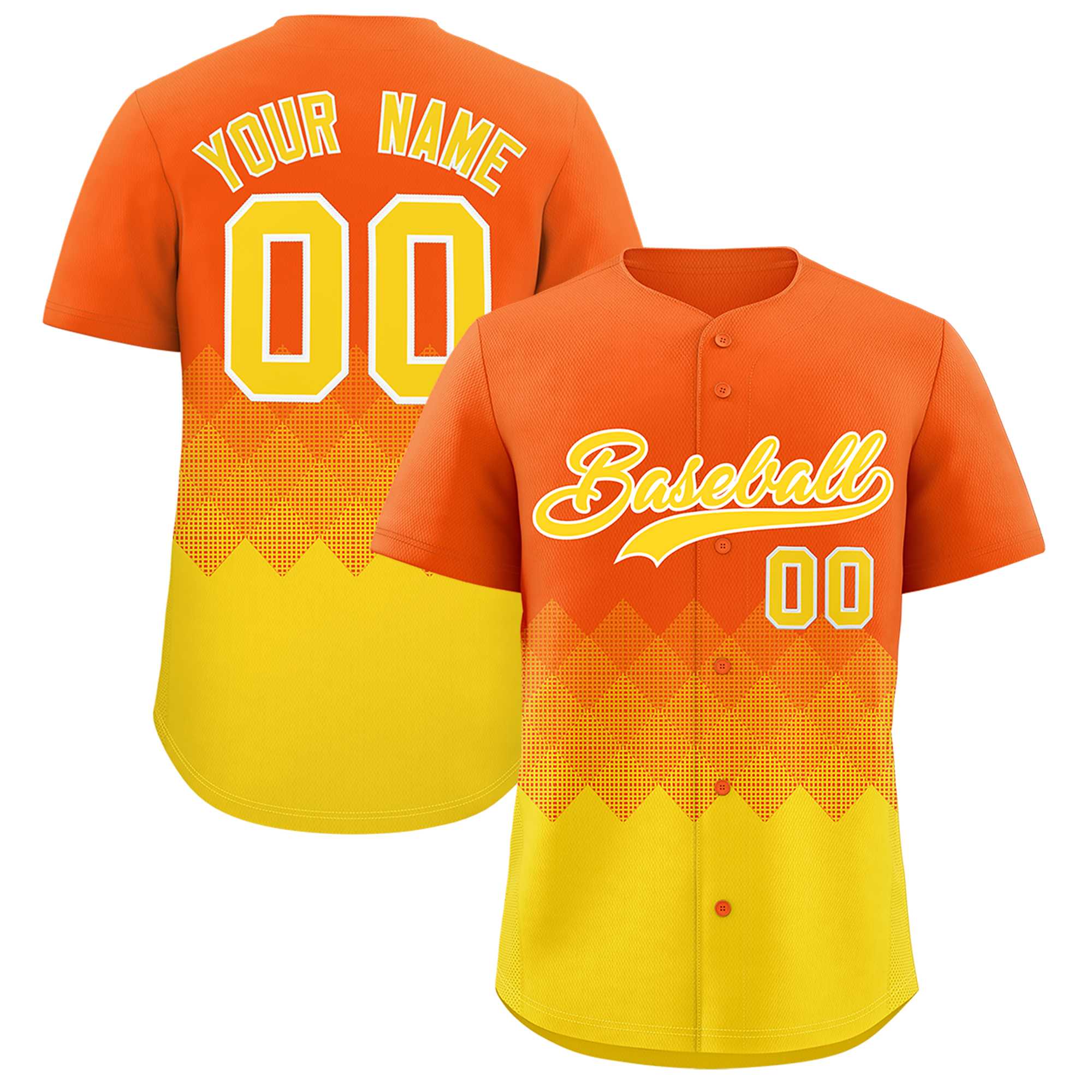 Custom Orange Gold Grid Blur Pattern Authentic Baseball Jersey| KXKSHOP