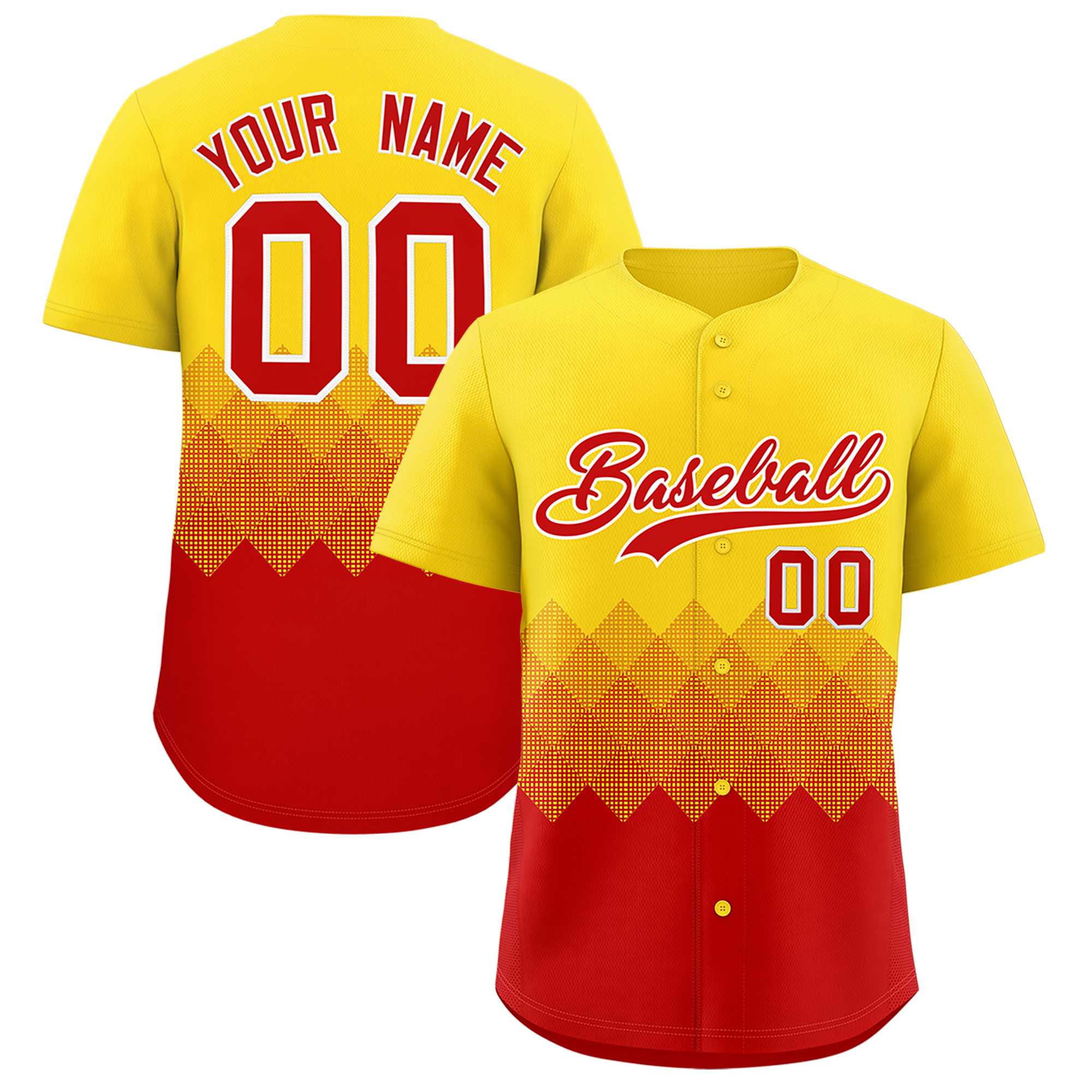 Custom Gold Red Grid Blur Pattern Authentic Baseball Jersey| KXKSHOP