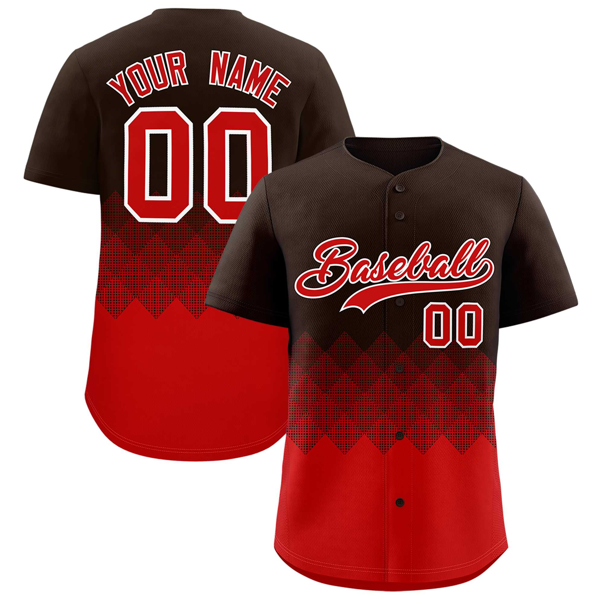 Custom Brown Red Grid Blur Pattern Authentic Baseball Jersey| KXKSHOP