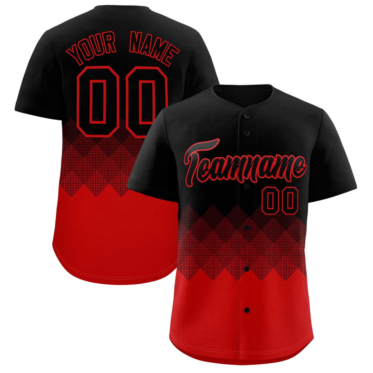 Custom Black Red Grid Blur Pattern Authentic Baseball Jersey| KXKSHOP