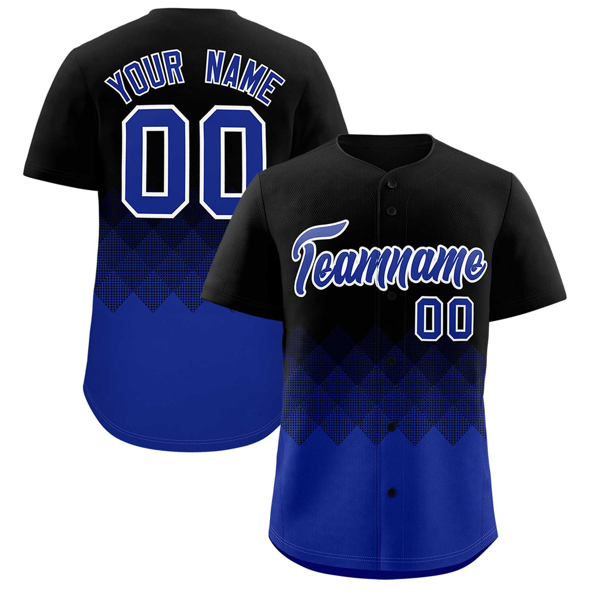 Custom Black Royal Grid Blur Pattern Authentic Baseball Jersey| KXKSHOP