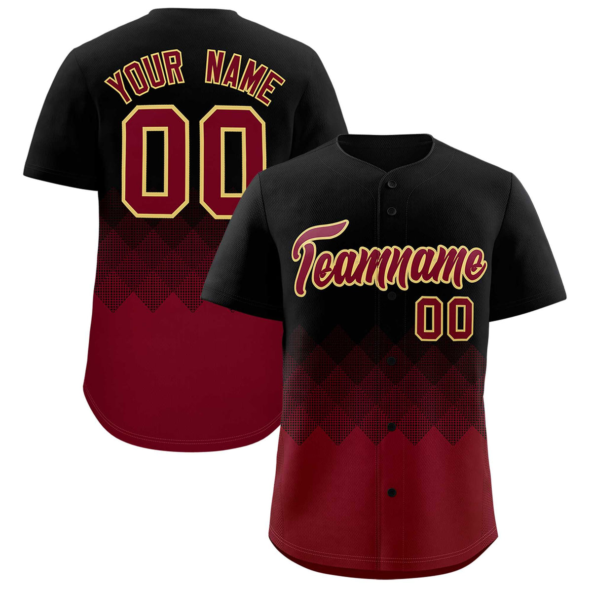 Custom Black Crimson Grid Blur Pattern Authentic Baseball Jersey| KXKSHOP
