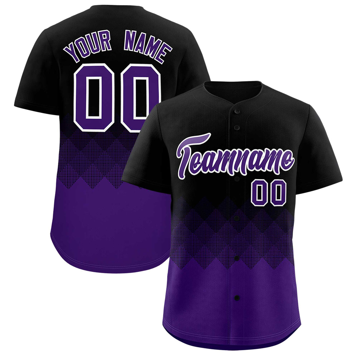 Custom Black Purple Grid Blur Pattern Authentic Baseball Jersey| KXKSHOP