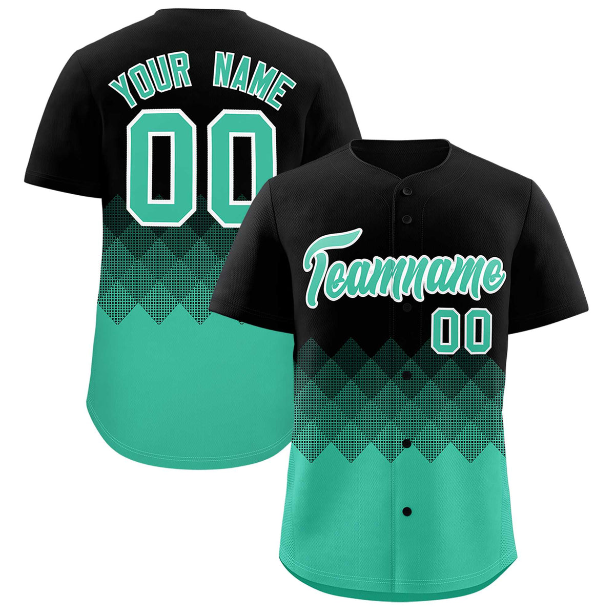 Custom Black Bright Green Grid Blur Pattern Authentic Baseball Jersey| KXKSHOP