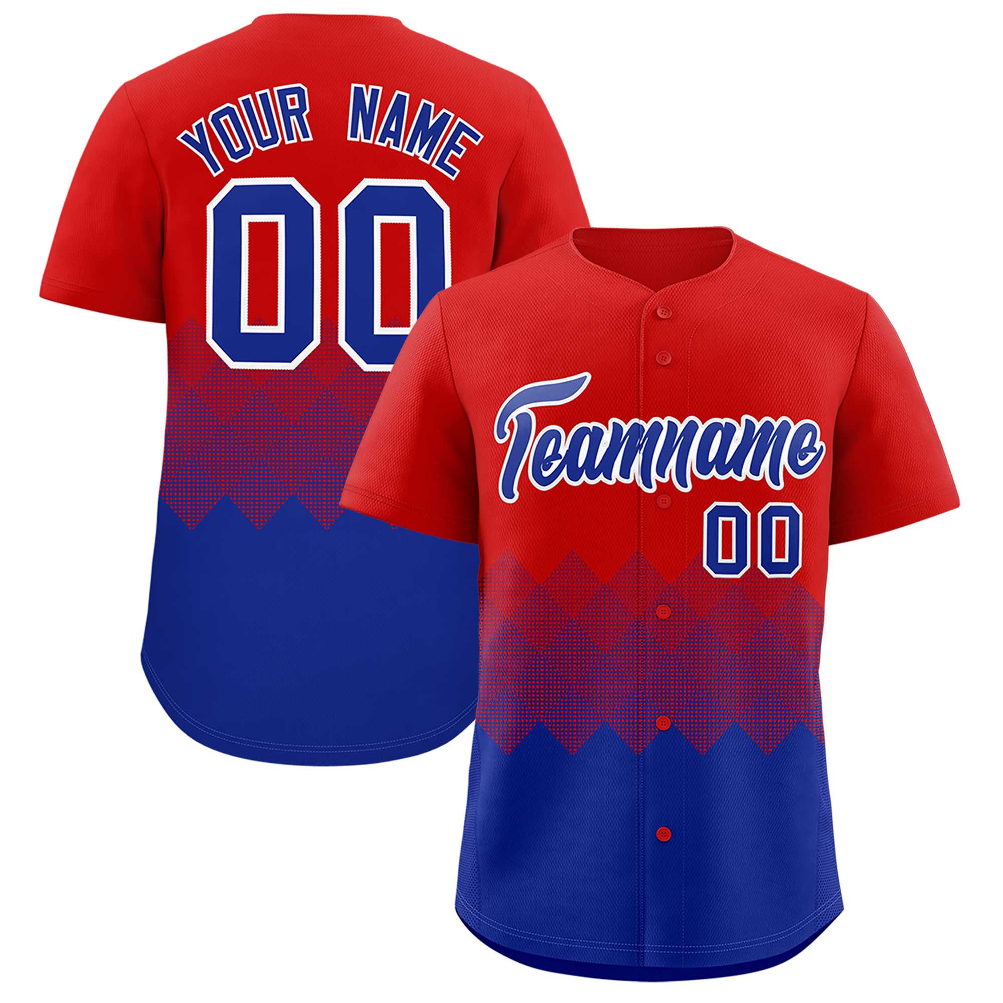 Custom Red Royal Grid Blur Pattern Authentic Baseball Jersey| KXKSHOP