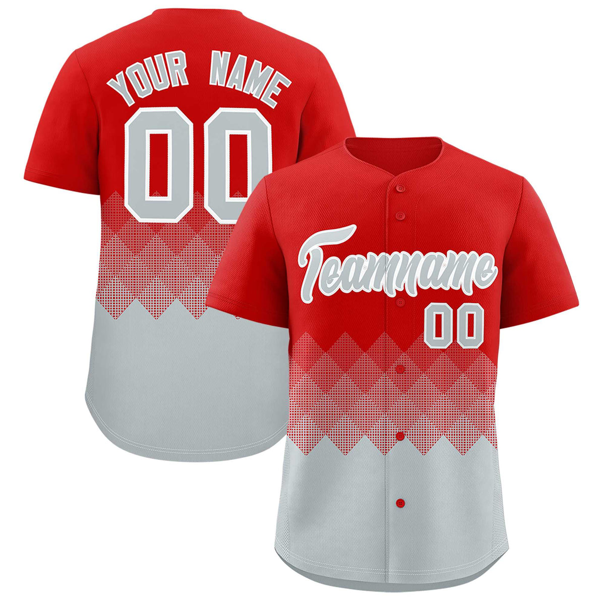 Custom Red Silver Grid Blur Pattern Authentic Baseball Jersey| KXKSHOP