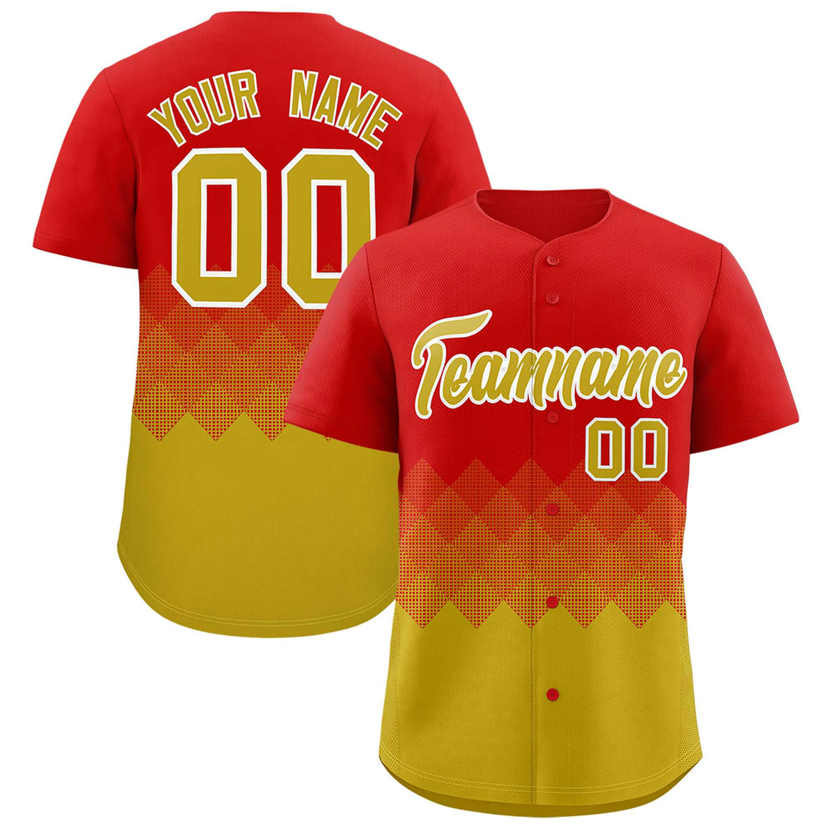 Custom Red Old Gold Grid Blur Pattern Authentic Baseball Jersey| KXKSHOP