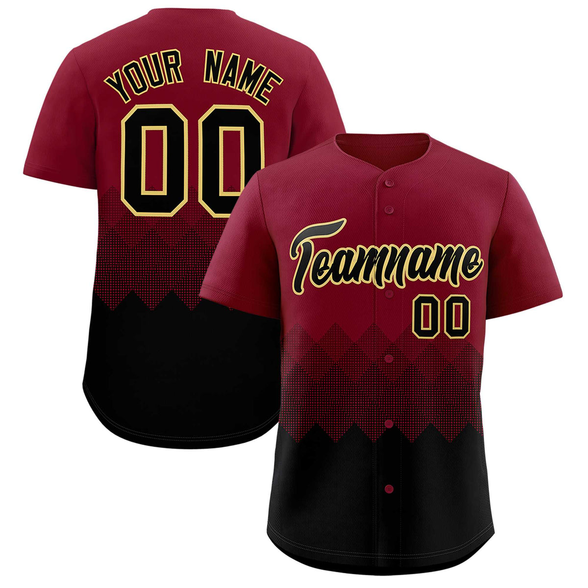 Custom Crimson Black Grid Blur Pattern Authentic Baseball Jersey| KXKSHOP