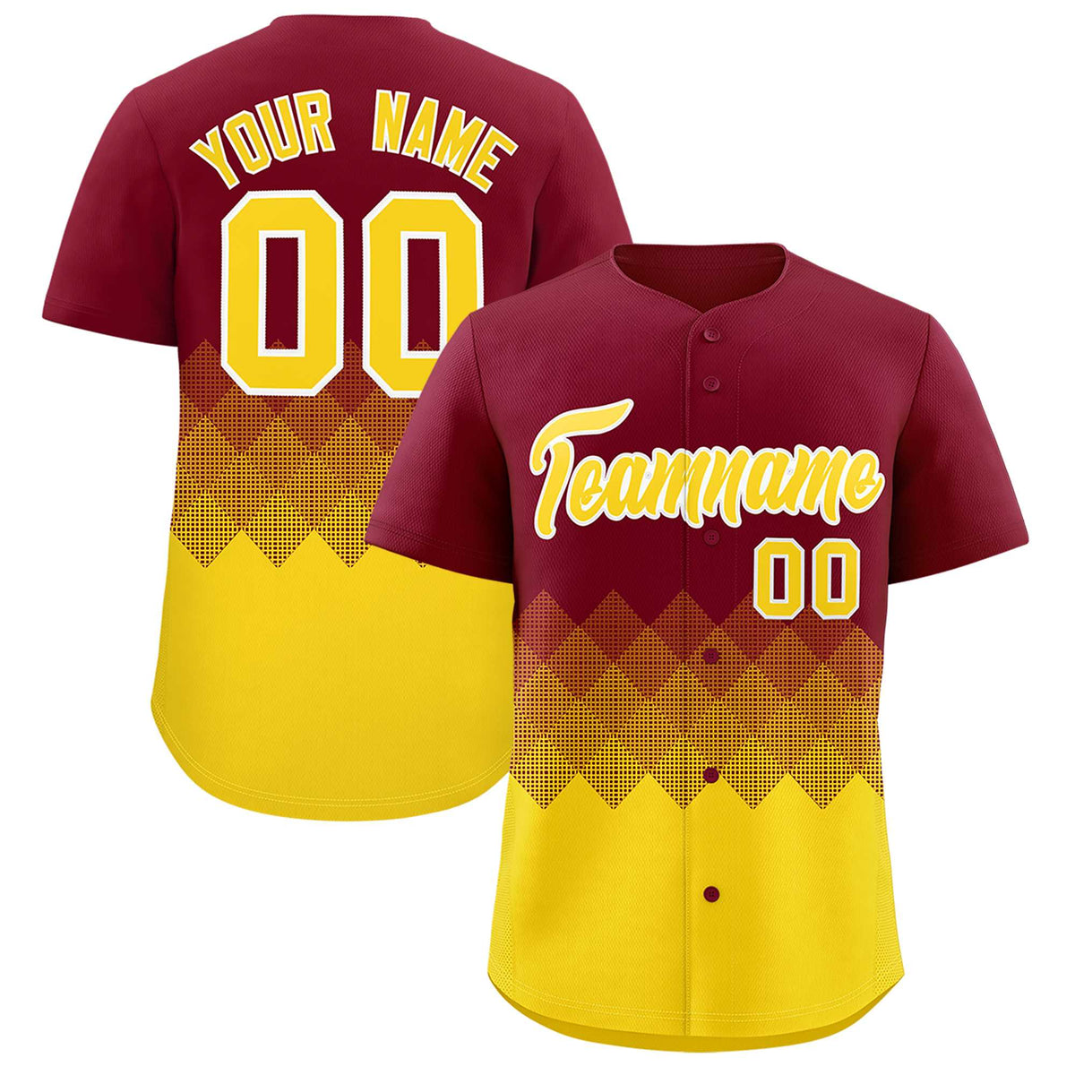 Custom Crimson Gold Grid Blur Pattern Authentic Baseball Jersey| KXKSHOP