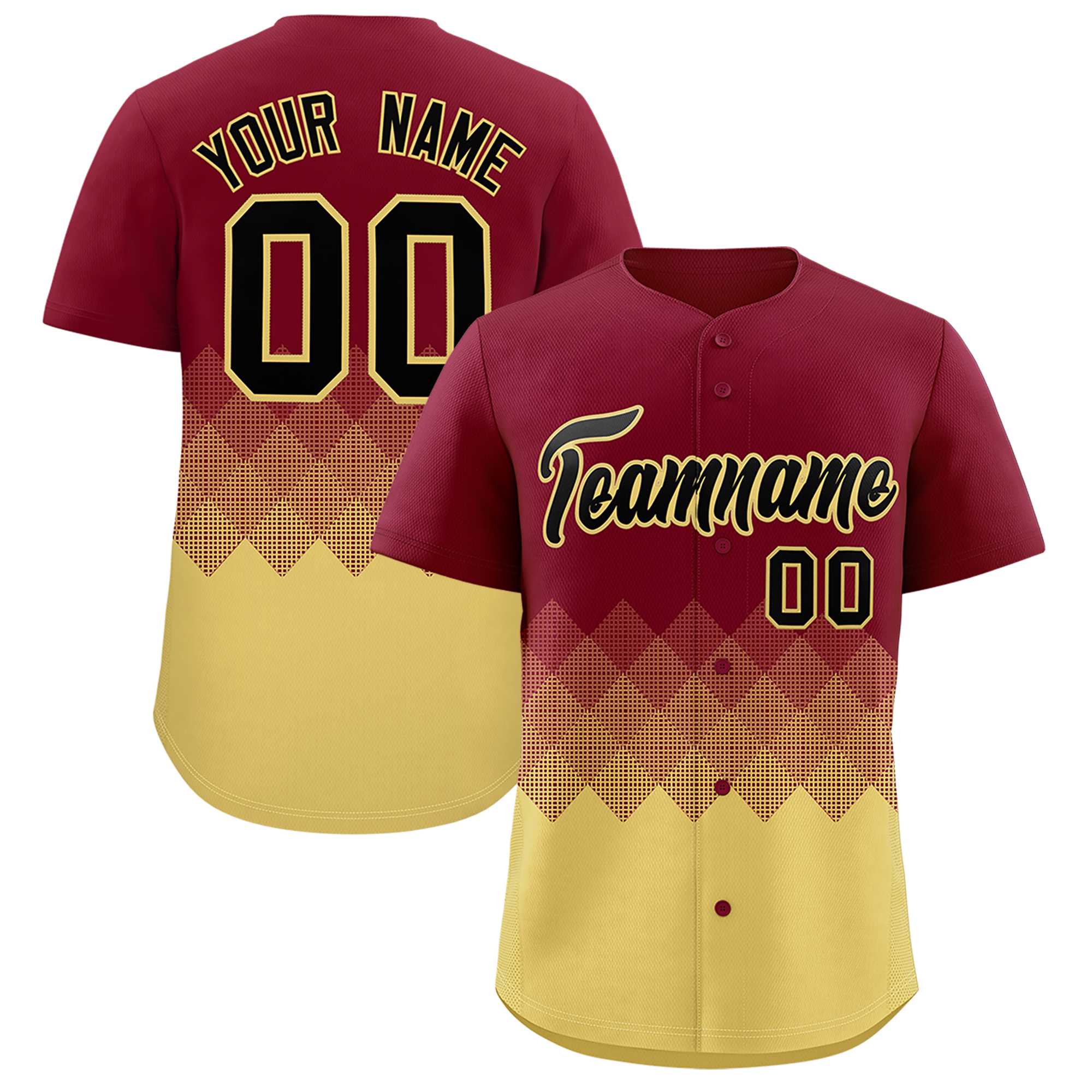 Custom Crimson Khaki Grid Blur Pattern Authentic Baseball Jersey| KXKSHOP