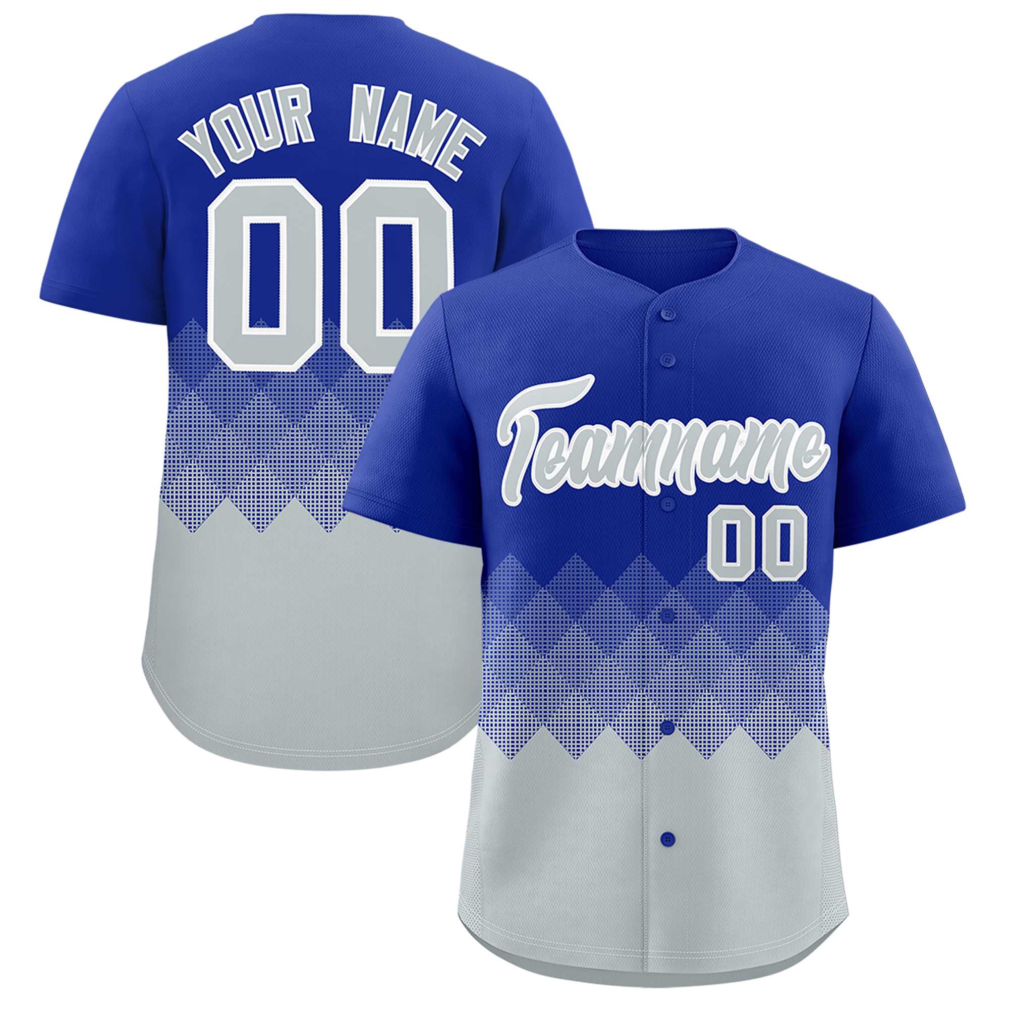 Custom Royal White Grid Blur Pattern Authentic Baseball Jersey| KXKSHOP