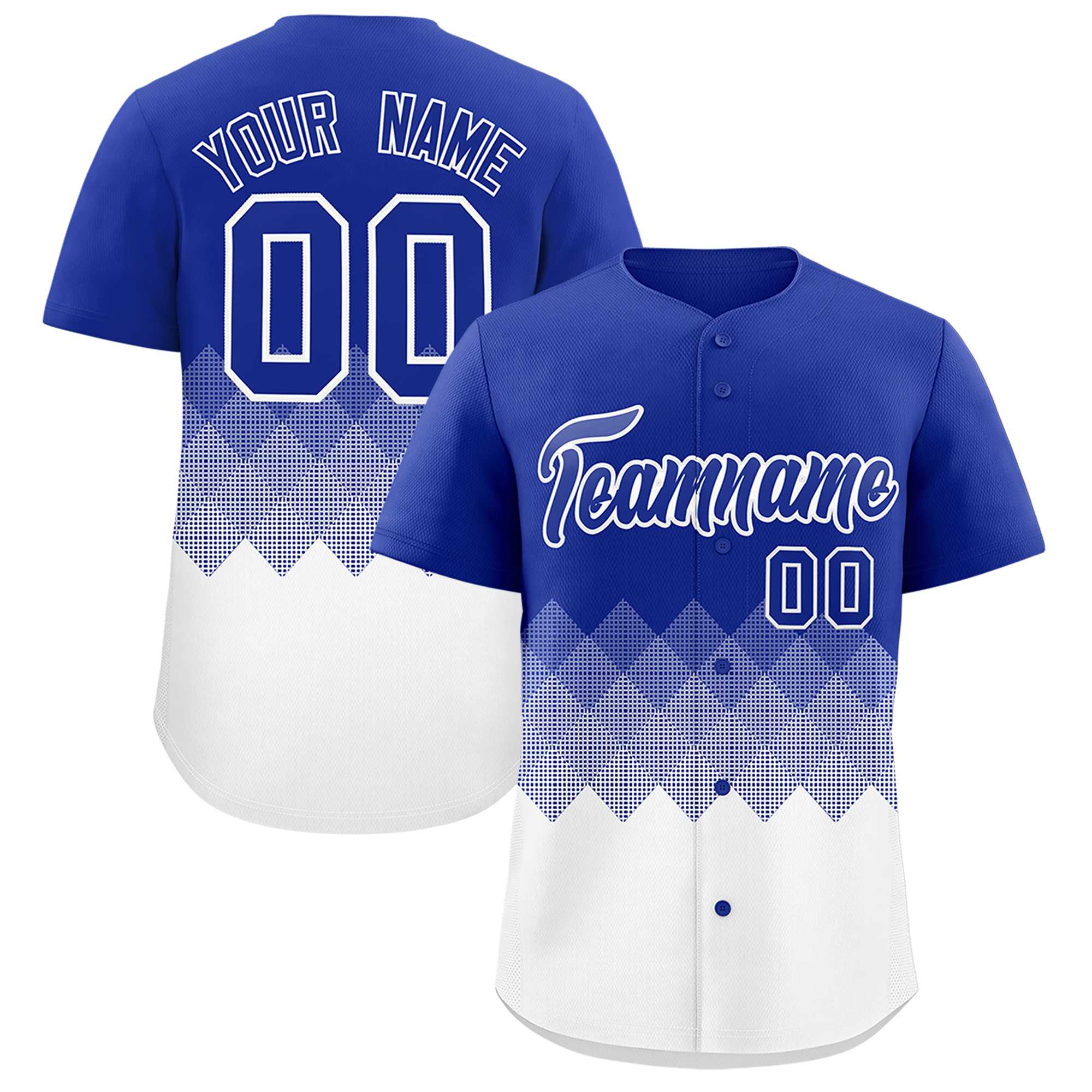 Custom Royal White Grid Blur Pattern Authentic Baseball Jersey| KXKSHOP