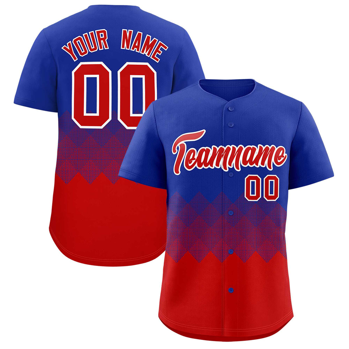 Custom Royal Red Grid Blur Pattern Authentic Baseball Jersey| KXKSHOP