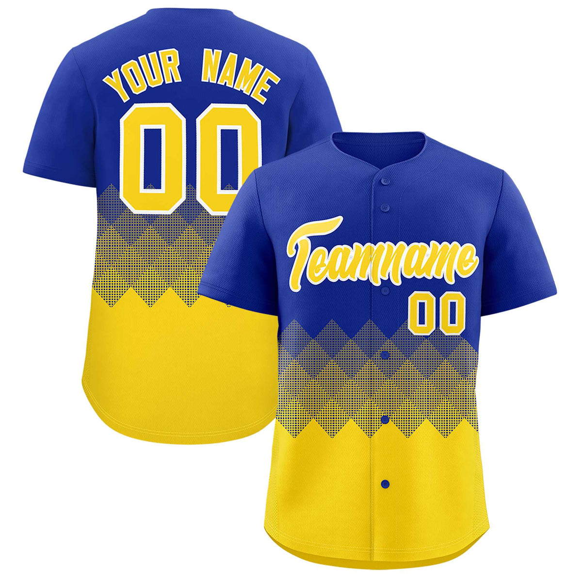 Custom Royal Gold Grid Blur Pattern Authentic Baseball Jersey| KXKSHOP