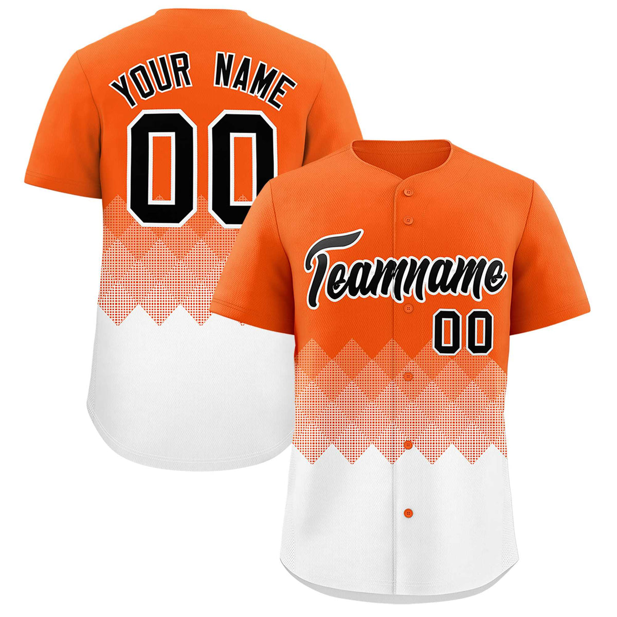 Custom Orange White Grid Blur Pattern Authentic Baseball Jersey| KXKSHOP