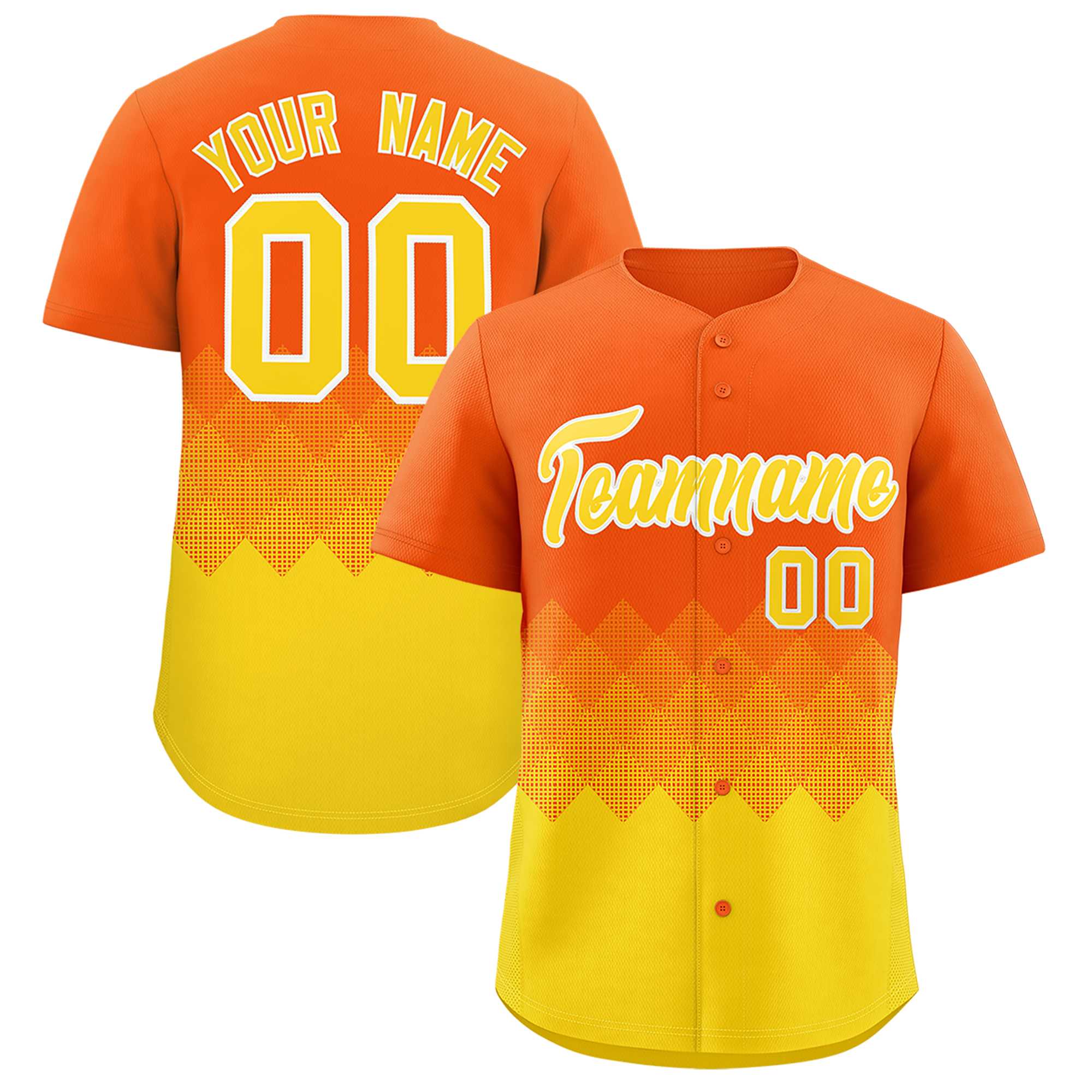 Custom Orange Gold Grid Blur Pattern Authentic Baseball Jersey| KXKSHOP