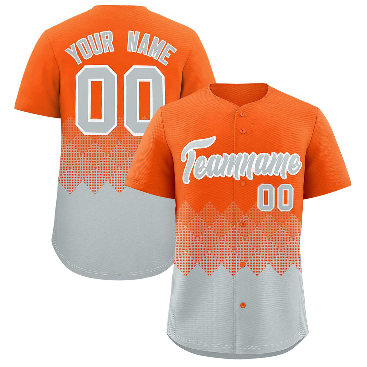 Custom Orange Silver Grid Blur Pattern Authentic Baseball Jersey| KXKSHOP