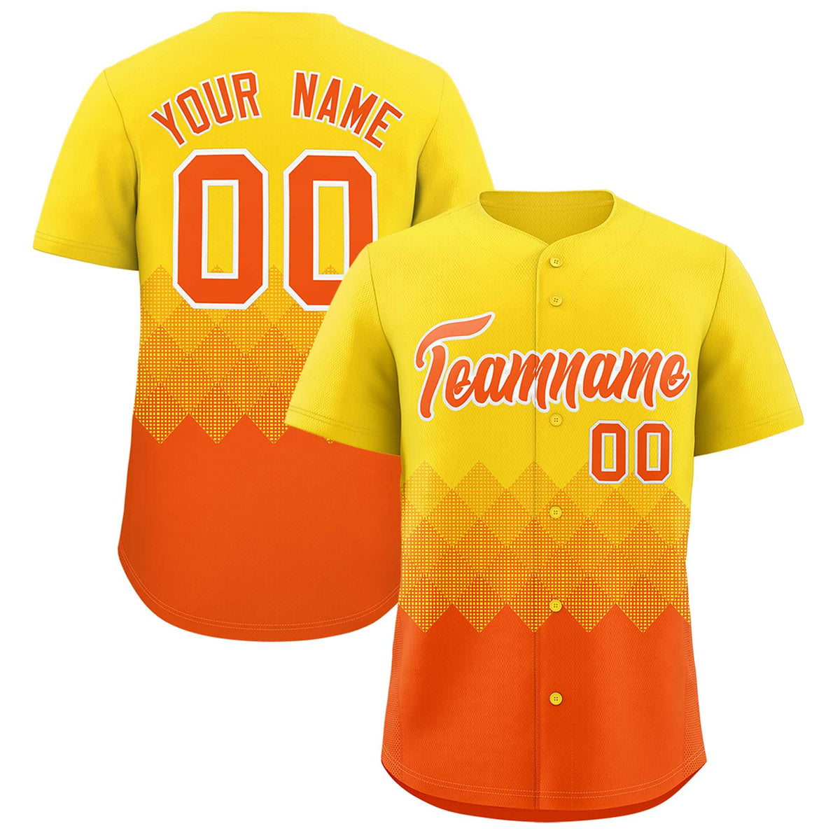 Custom Gold Orange Grid Blur Pattern Authentic Baseball Jersey| KXKSHOP