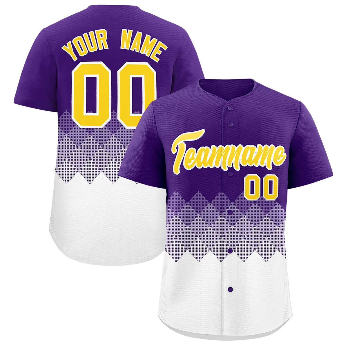 Custom Purple White Grid Blur Pattern Authentic Baseball Jersey| KXKSHOP