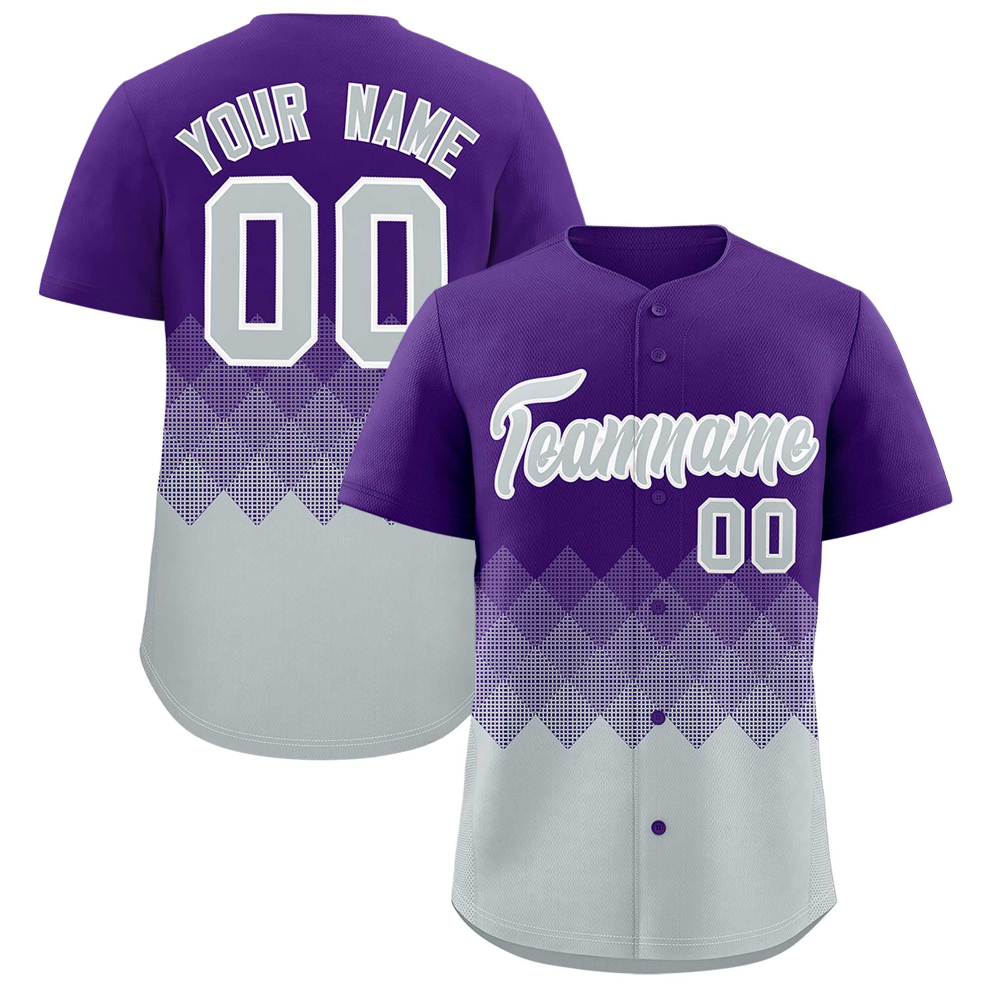 Custom Purple Silver Grid Blur Pattern Authentic Baseball Jersey| KXKSHOP