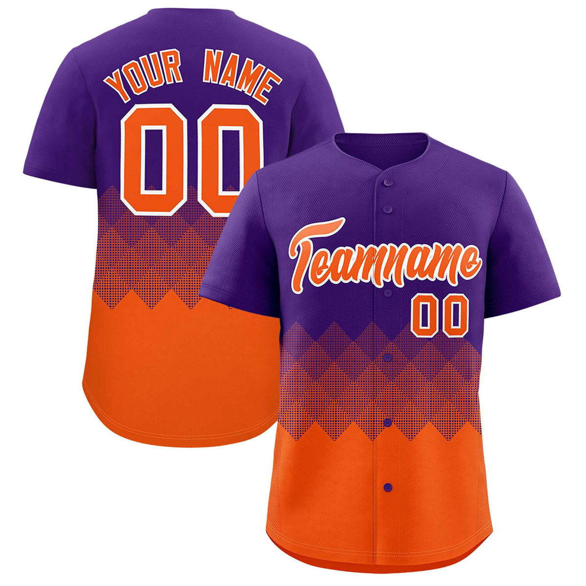 Custom Purple Orange Grid Blur Pattern Authentic Baseball Jersey| KXKSHOP