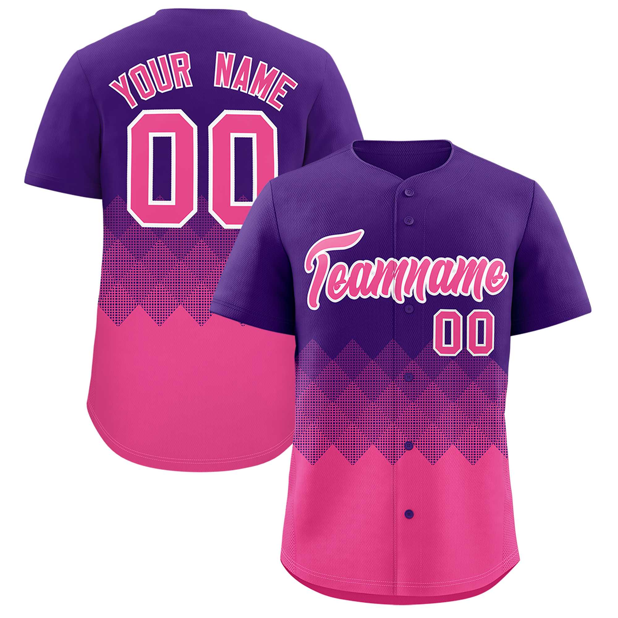 Custom Purple Pink Grid Blur Pattern Authentic Baseball Jersey| KXKSHOP