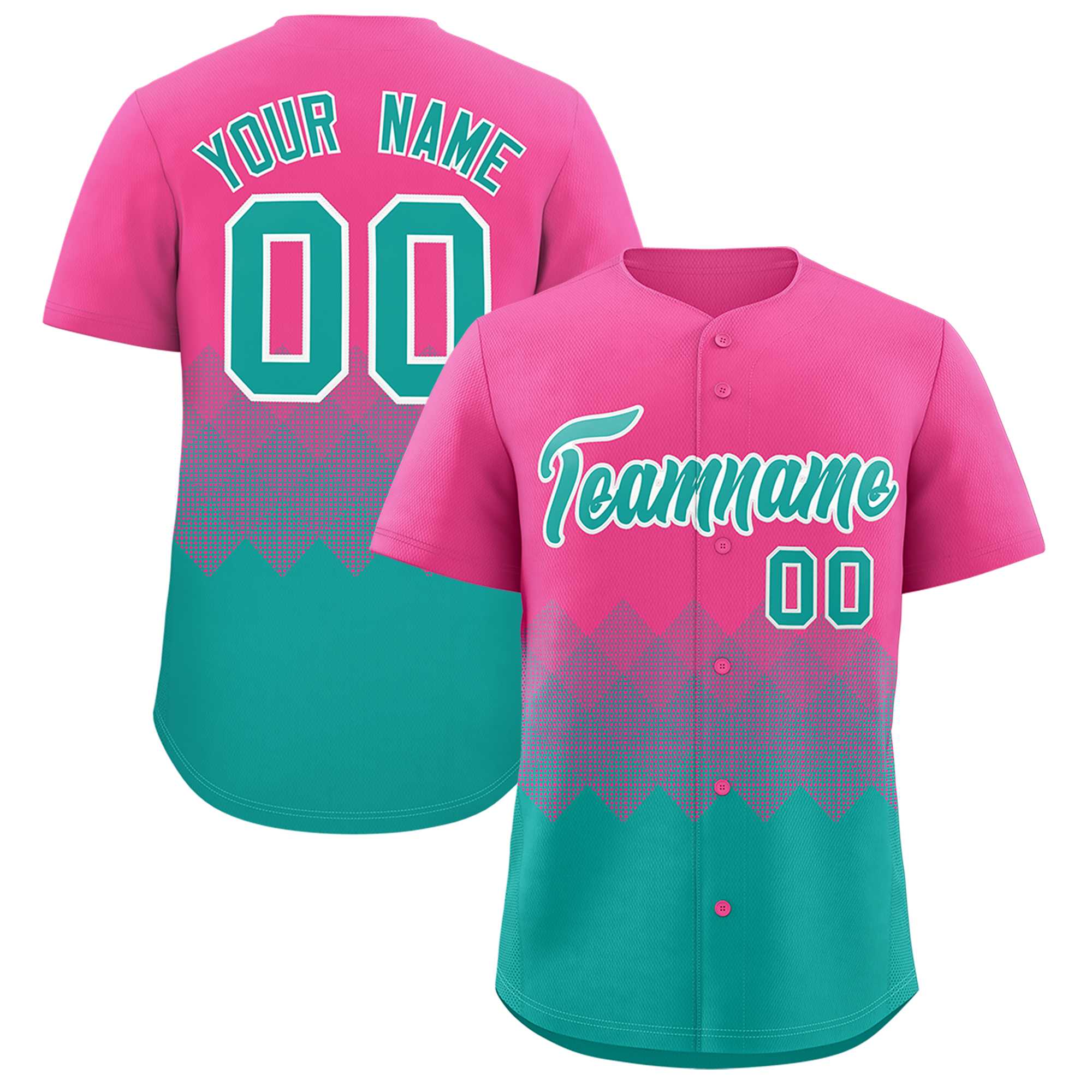 Custom Pink Aqua Grid Blur Pattern Authentic Baseball Jersey| KXKSHOP