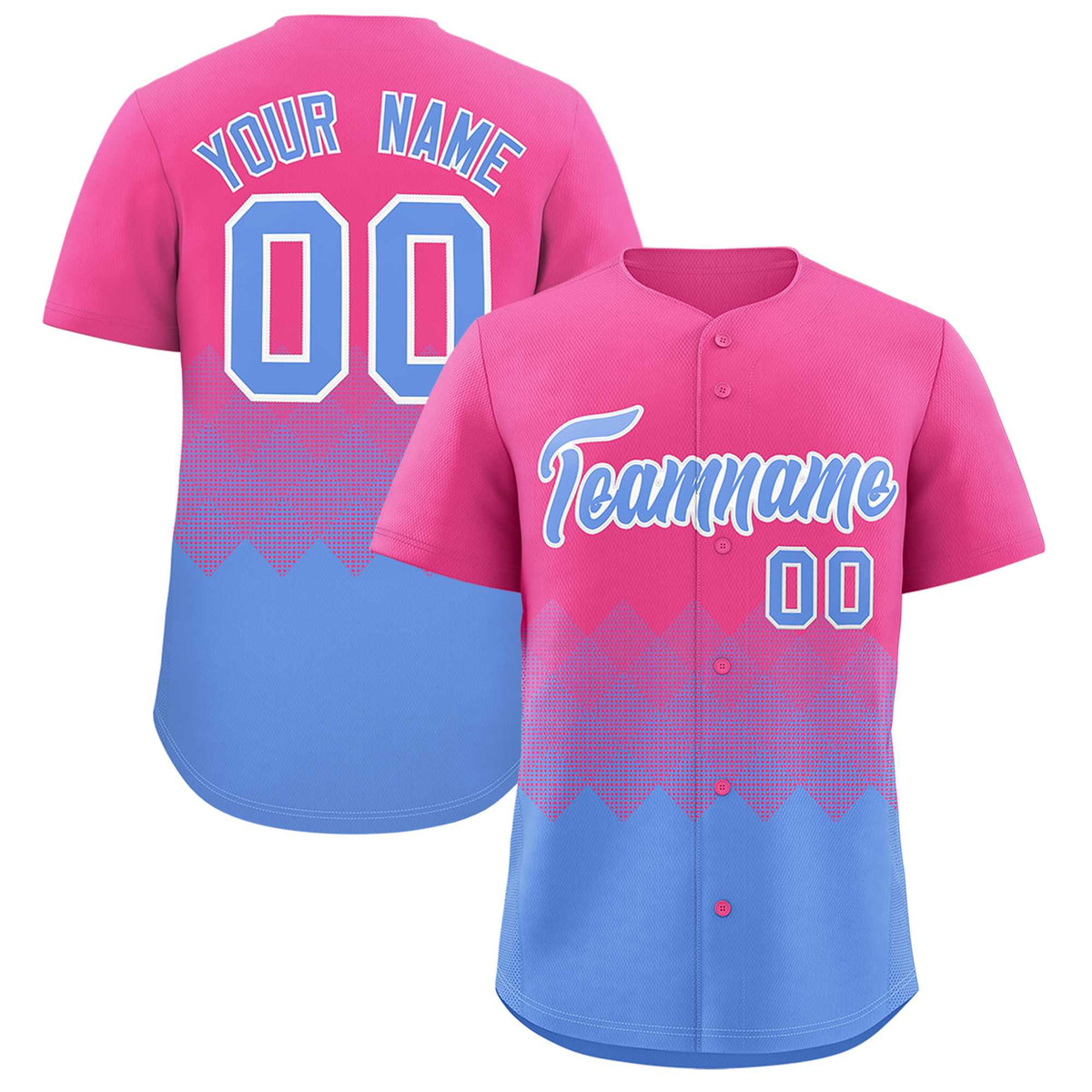 Custom Pink Light Blue Grid Blur Pattern Authentic Baseball Jersey| KXKSHOP