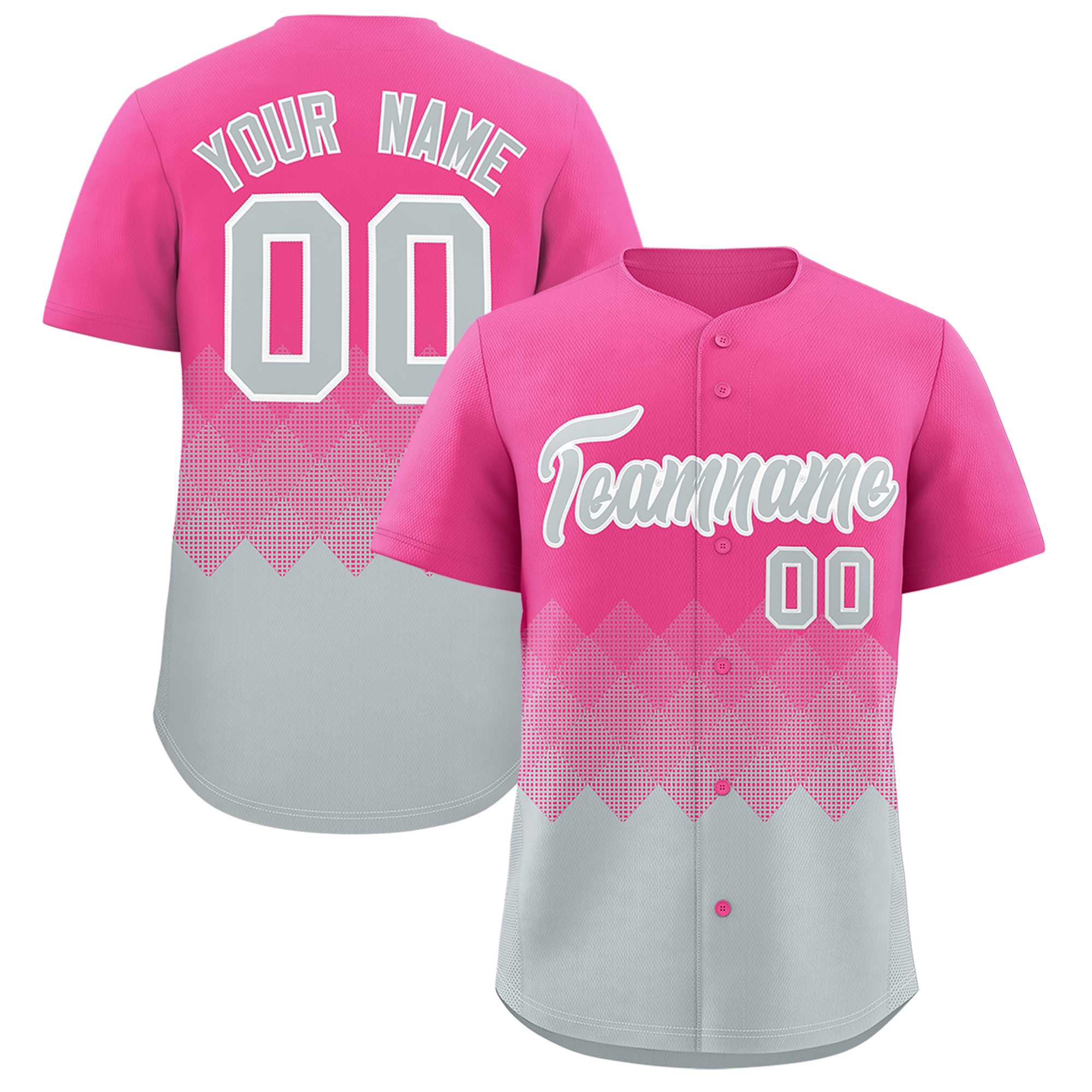 Custom Pink Silver Grid Blur Pattern Authentic Baseball Jersey| KXKSHOP