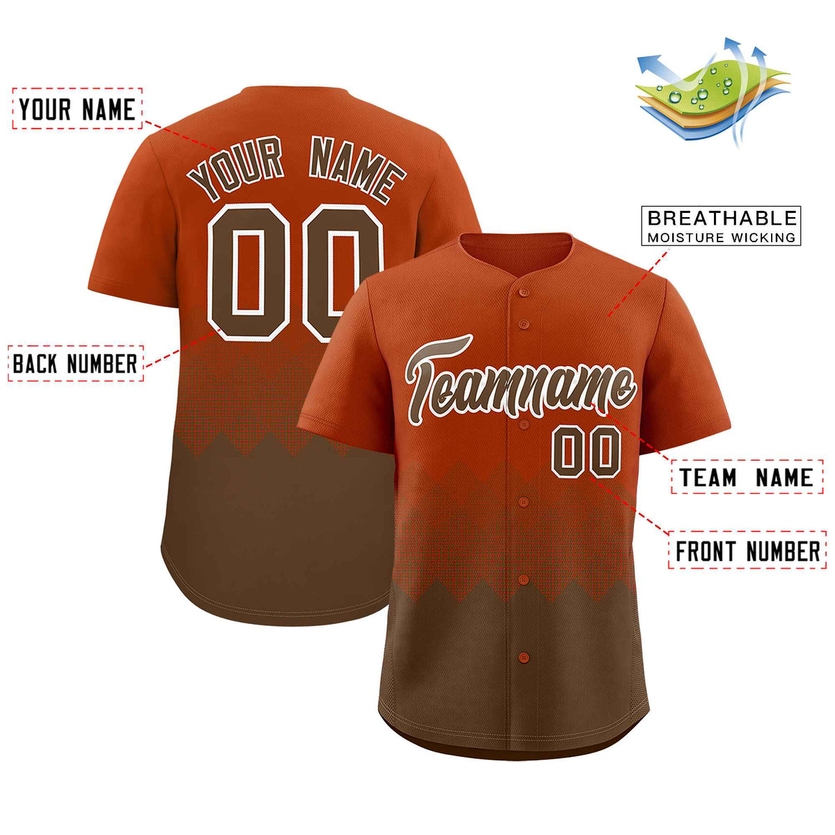 Custom Texas Orange Light Brown Grid Blur Pattern Authentic Baseball Jersey| KXKSHOP