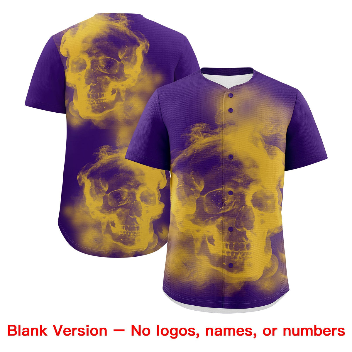 Custom Purple Gold White skeleton Graffiti Pattern Lightweight Baseball Jersey| KXKSHOP