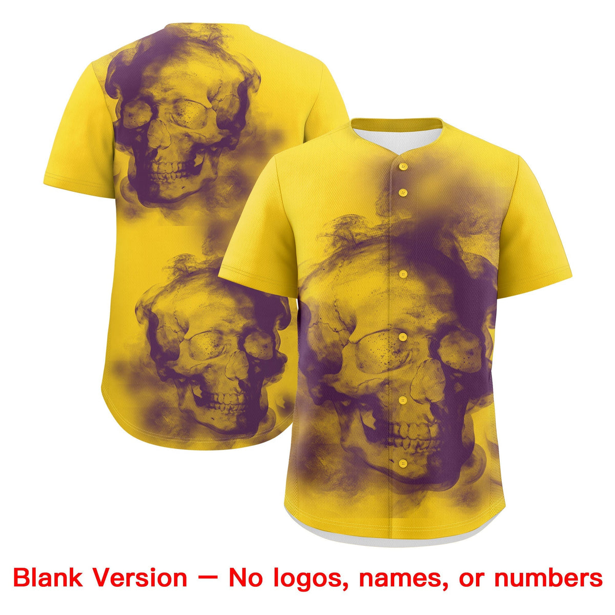 Custom Gold Purple White skeleton Graffiti Pattern Quick Dry Baseball Jersey| KXKSHOP