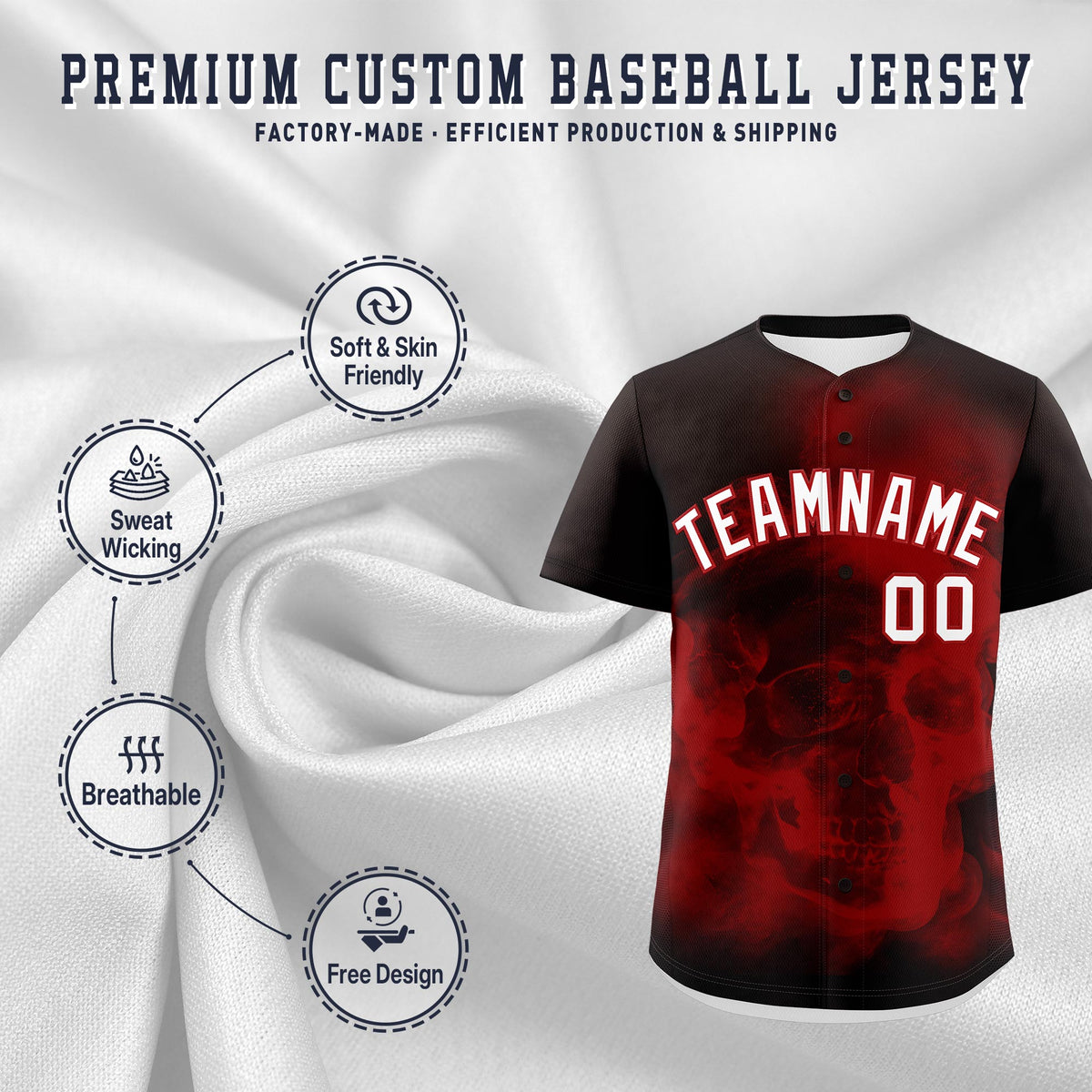 Custom Brown Red White skeleton Graffiti Pattern Lightweight Baseball Jersey| KXKSHOP