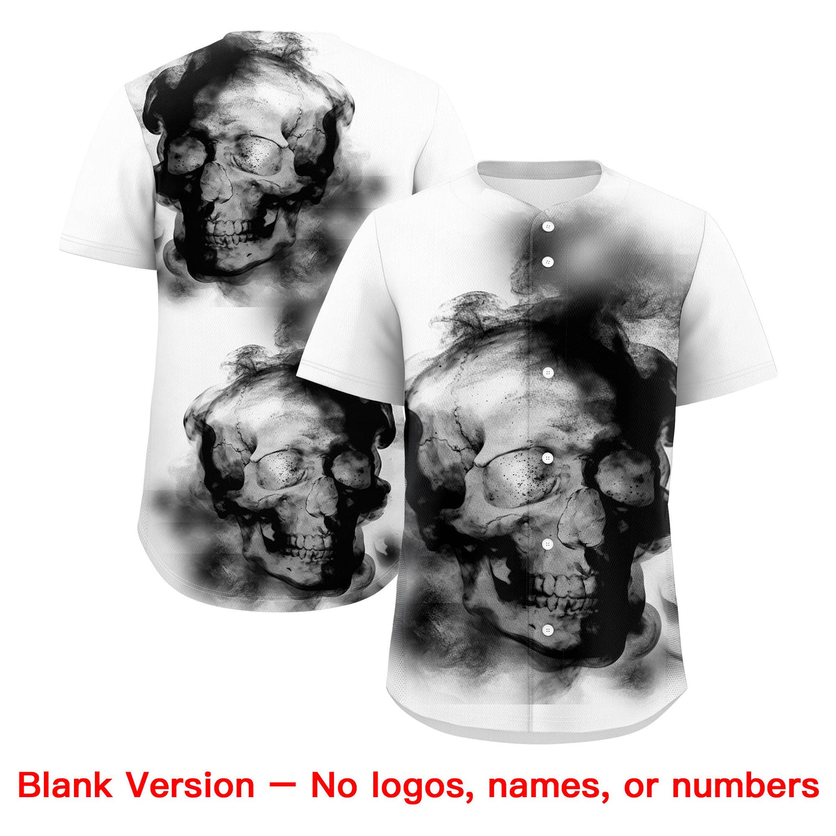 Custom White Black skeleton Graffiti Pattern Quick Dry Baseball Jersey| KXKSHOP