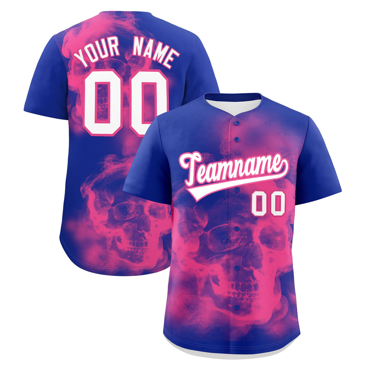 Custom Royal Blue Pink White skeleton Graffiti Pattern Lightweight Baseball Jersey| KXKSHOP