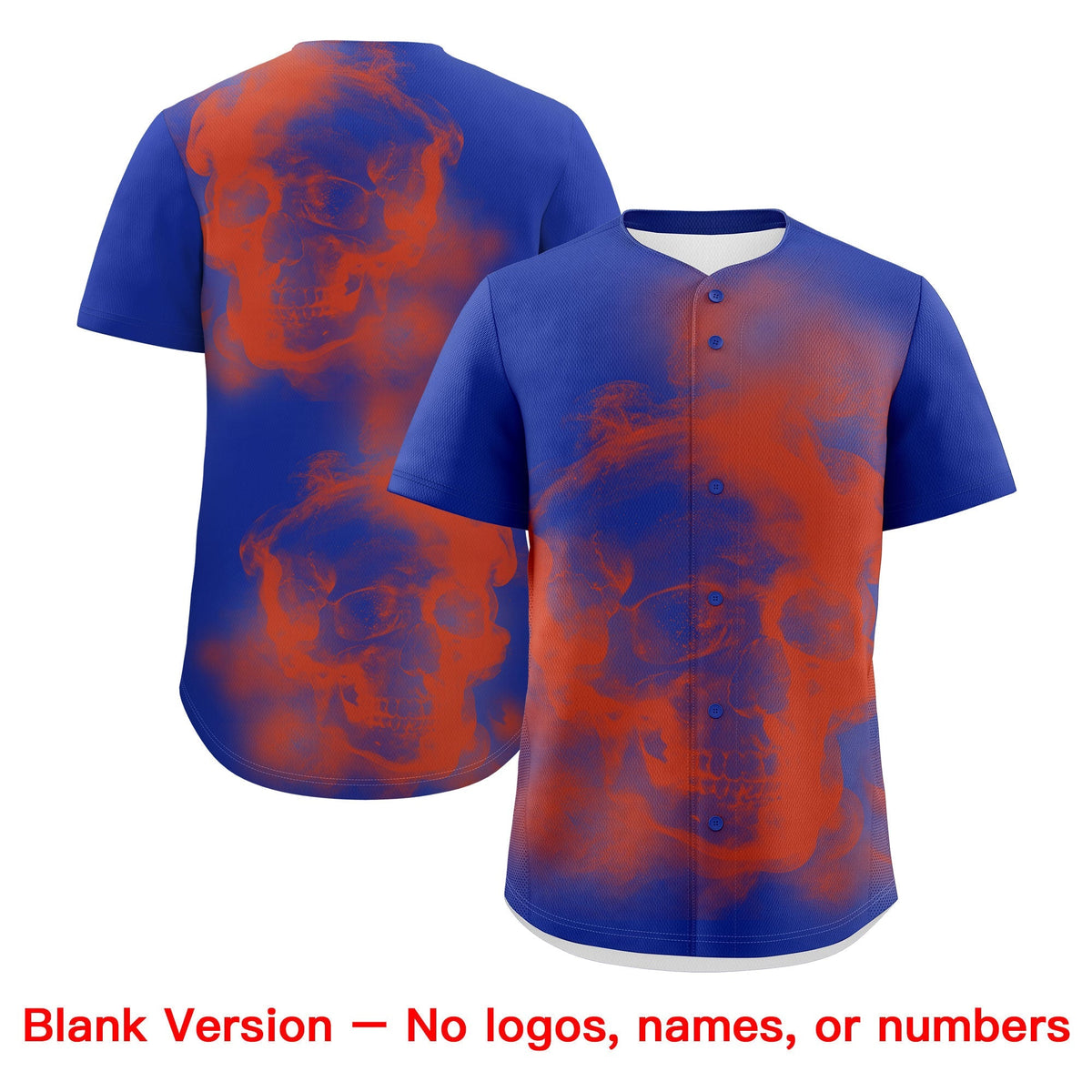 Custom Royal Blue Orange White skeleton Graffiti Pattern Quick Dry Baseball Jersey| KXKSHOP