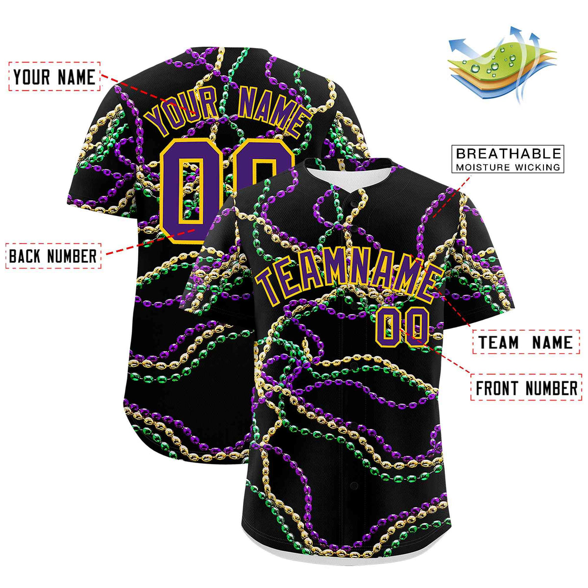 Custom Black Purple Personalization Graffiti Mardi Gras Authentic Baseball Jersey| KXKSHOP