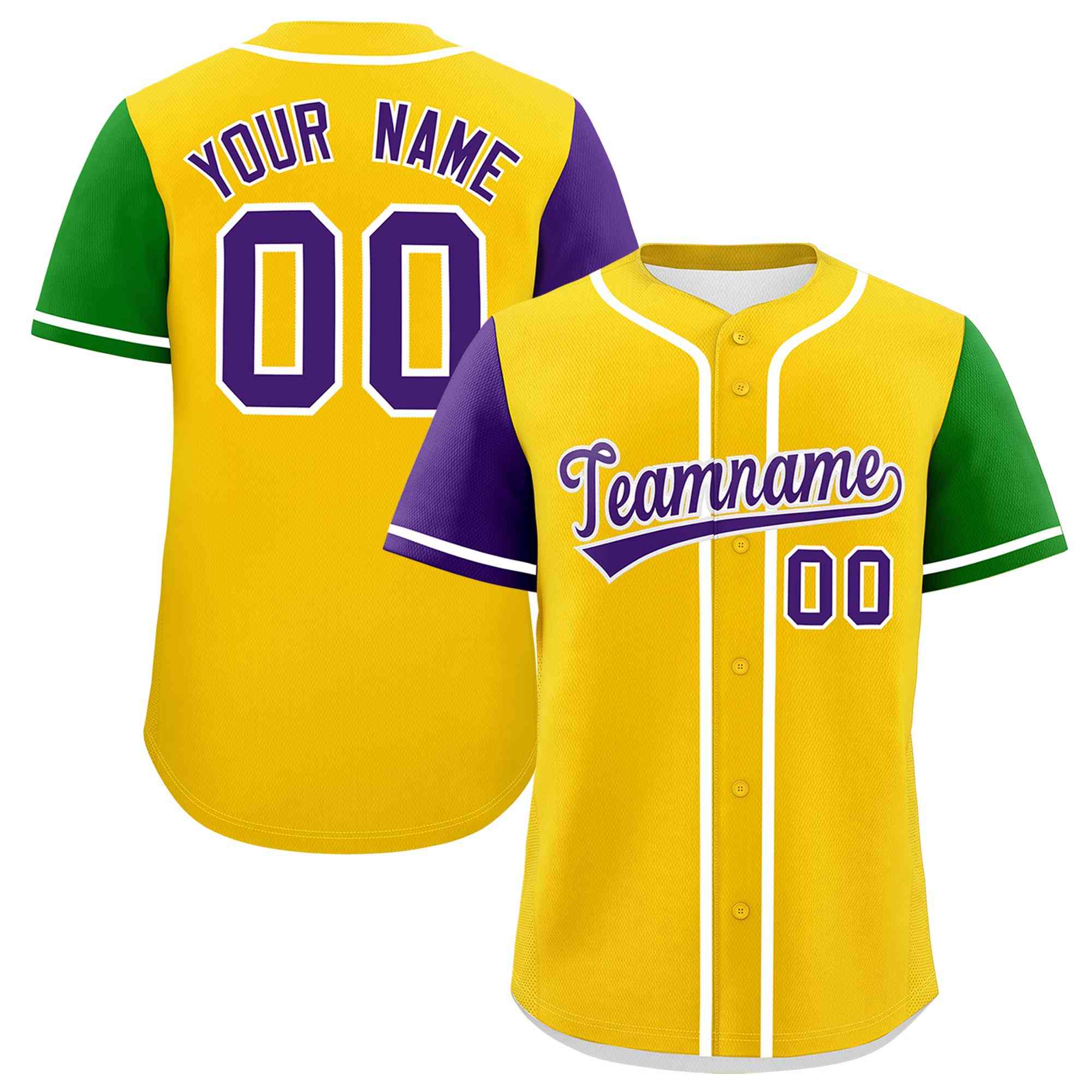 Custom Gold Purple Personalization Mardi Gras Authentic Baseball Jersey| KXKSHOP