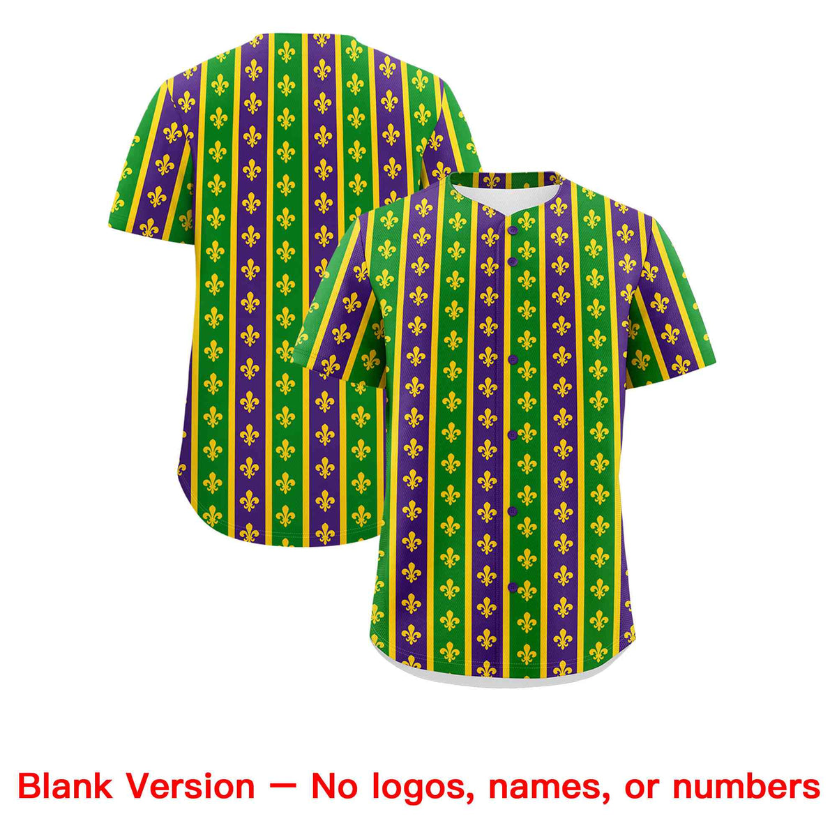 Custom Purple Kelly Green Gold Personalization Stripe Mardi Gras Authentic Baseball Jersey| KXKSHOP