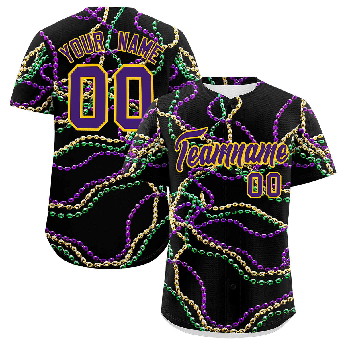 Custom Black Purple Personalization Graffiti Mardi Gras Authentic Baseball Jersey| KXKSHOP