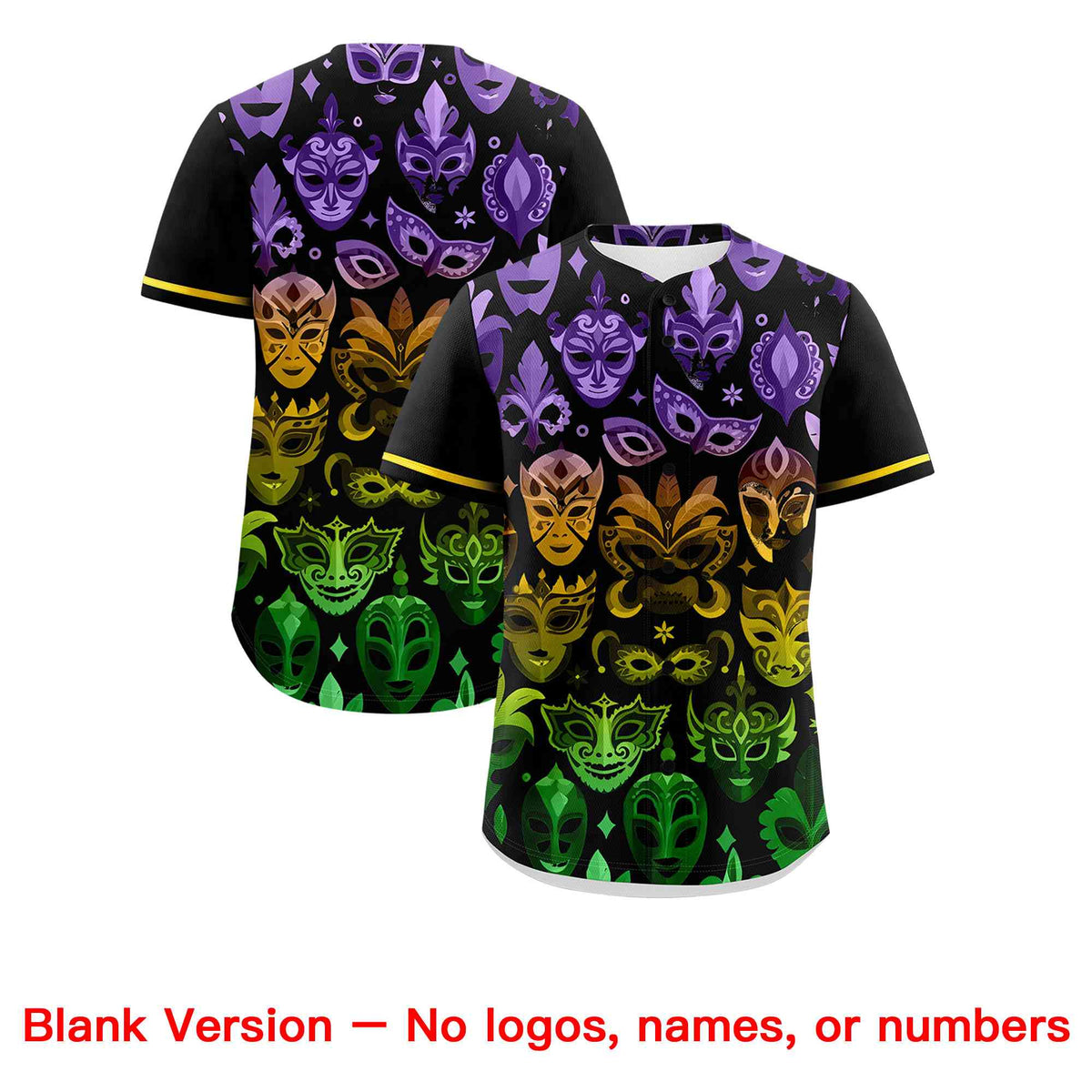 Custom Black White Personalization Mardi Gras Authentic Baseball Jersey| KXKSHOP