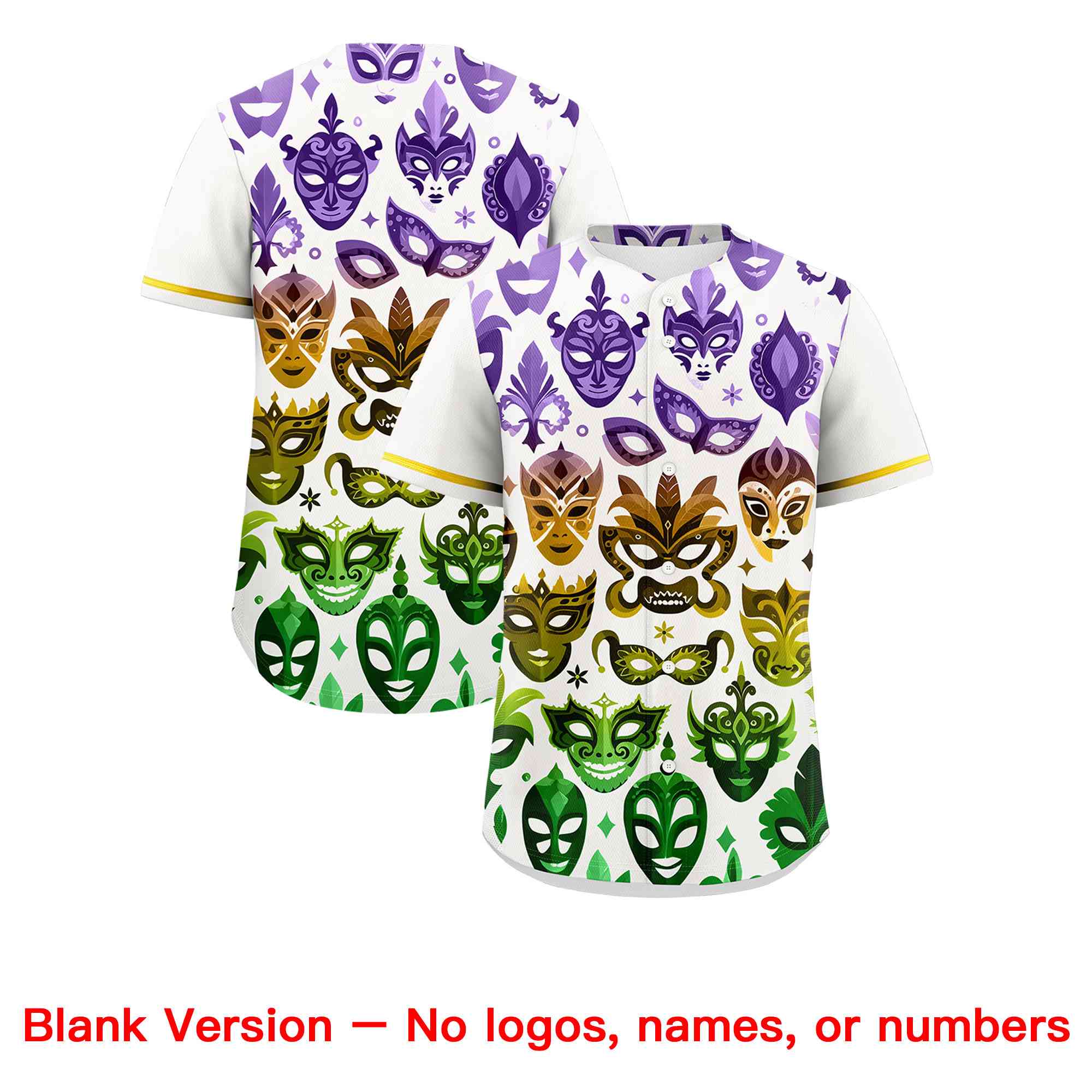 Custom White Purple Gold Personalization Mardi Gras Authentic Baseball Jersey| KXKSHOP