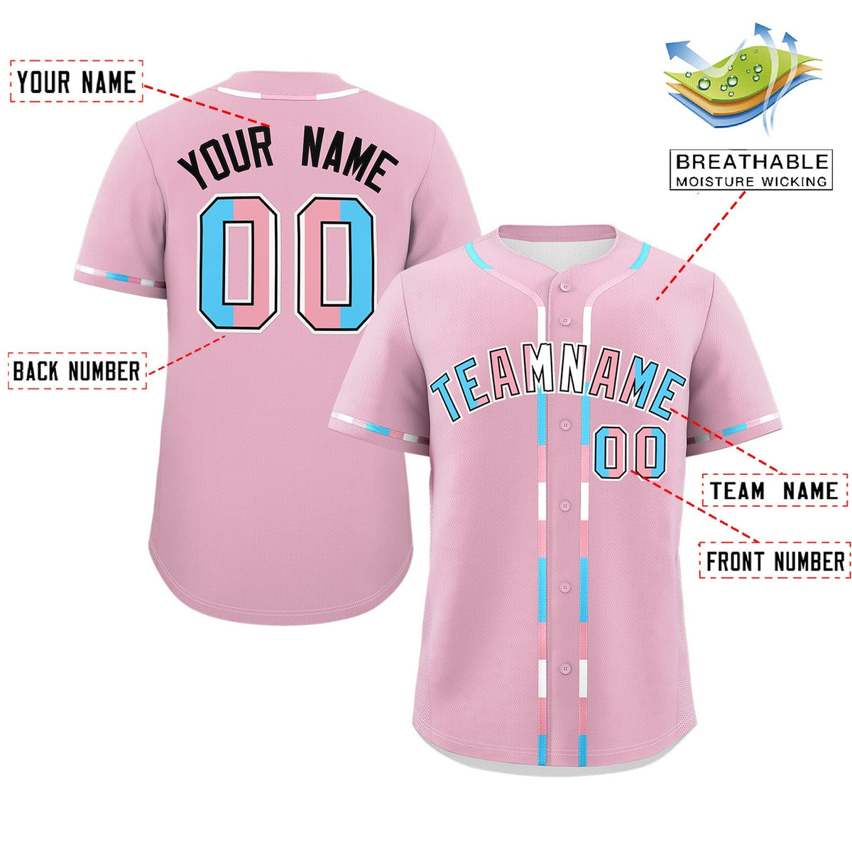 Custom Light Pink Transgender For Pride Month Classic Style Baseball Jersey| KXKSHOP