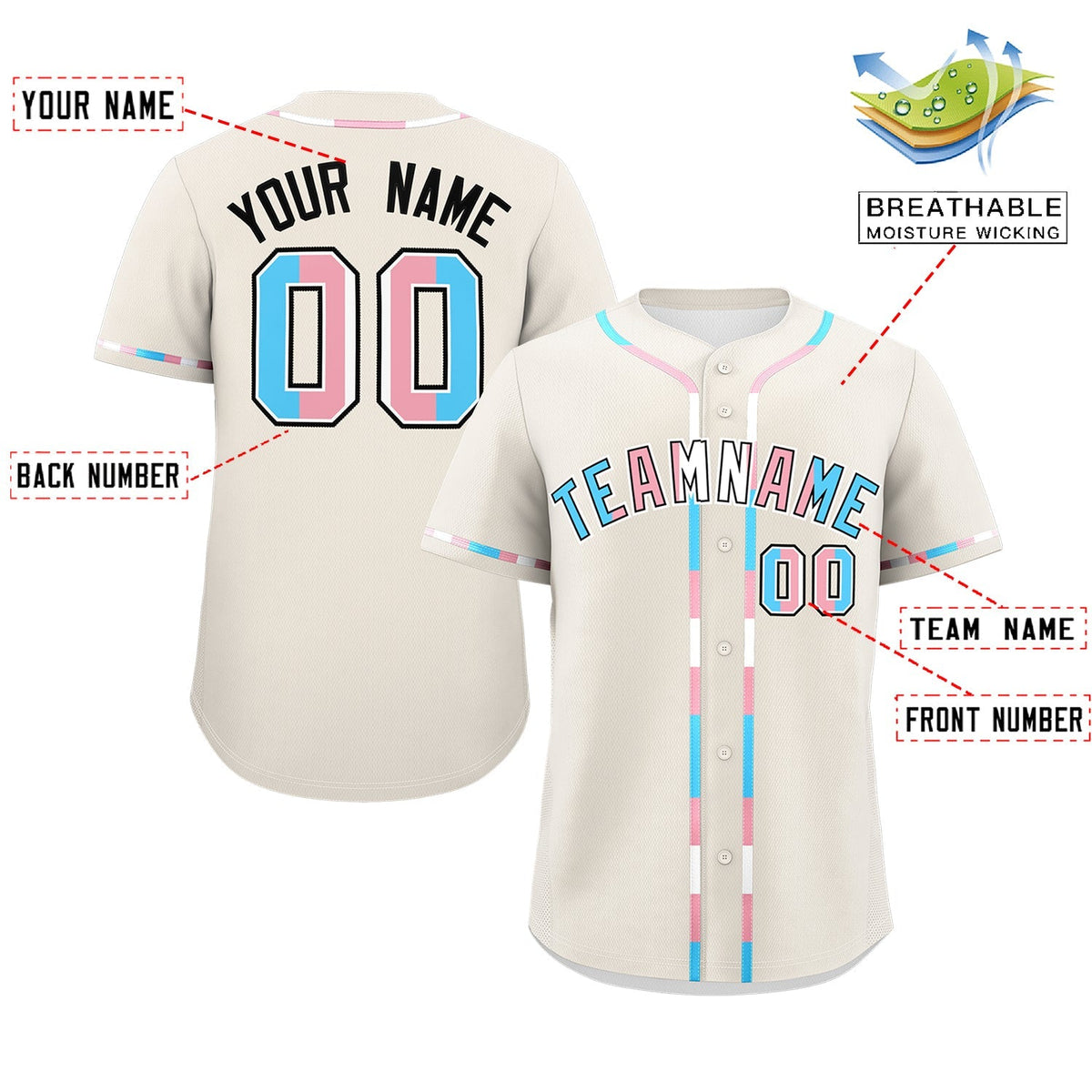 Custom Cream Transgender For Pride Month Classic Style Baseball Jersey| KXKSHOP