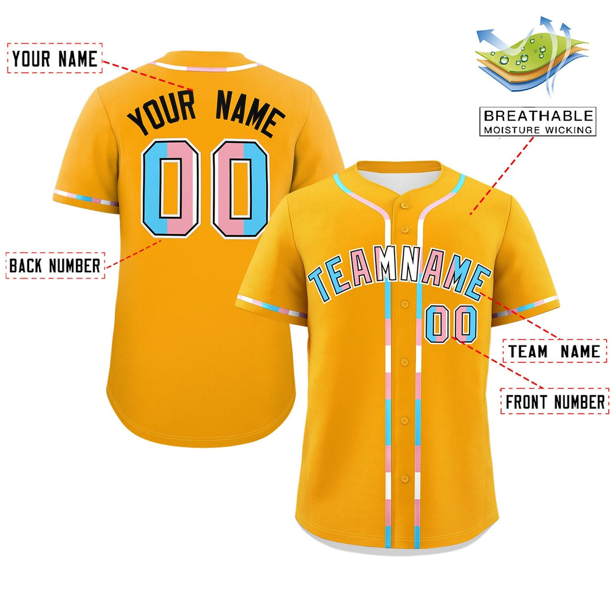 Custom Yellow Transgender For Pride Month Classic Style Baseball Jersey| KXKSHOP