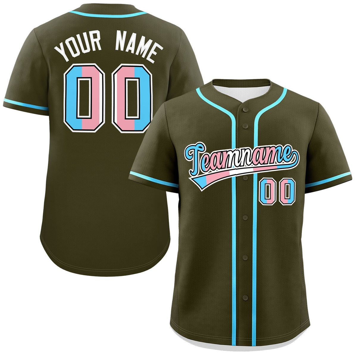 Custom Olive Powder Blue Transgender For Pride Month Classic Style Baseball Jersey| KXKSHOP