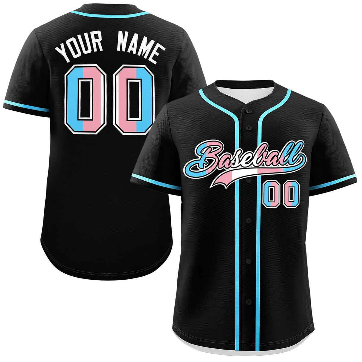 Custom Black Powder Blue Transgender For Pride Month Classic Style Baseball Jersey| KXKSHOP